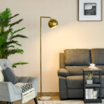 Lampada da Terra Moderna con Paralume Regolabile in Stile Vintage Compatibile con E27 40W - Oro - immagine 2