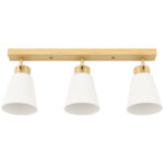 Lampadario da Soffitto con 3 Punti Luce Regolabili a 90° e Attacchi E27, Colore Legno