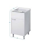 Mobile Lavanderia Con Vaschetta Adatto Per Esterni 45x50x85 cm Colore Bianco