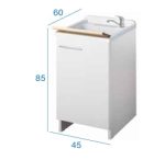 Mobile Lavanderia Con Vaschetta Integrata Colore Bianco 45x60xh85cm - immagine 2