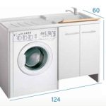 Mobile Coprilavatrice a Due Ante Con Vaschetta Integrata a destra Colore Bianco 60x124x h89 cm Con cestello scorrevole