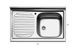 Lavello da Cucina In Acciaio Inox completo di Sifone e Pileta 50x80 cm vaschetta a destra