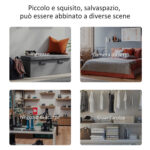 Panca Fondo Letto con Braccioli Arrotolati, Panca Imbottita per Camera da Letto, Grigio, 102x36x51cm - immagine 7