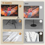 Telo per Proiettore 120" 16:9 HD 4K/8K, Angolo di Visione 160°, Doppia Facciata e Treppiedi Pieghevoli, Bianco - immagine 4