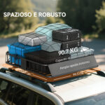 Portapacchi per Auto in Acciaio da 90,7 kg con Deflettori e Guide Laterali, 110,5x99,5x18,5 cm, Nero - immagine 4