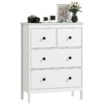 Cassettiera 4 Cassetti per Camera da Letto e Ingresso Multiuso in Legno, 74x35x97 cm, Bianco