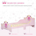 Letto per Bambini con Bordi Rialzati e 6 Gambe in Legno per Cameretta, Lettino per Bimbi da 3-6 Anni, 143x73x60cm, Rosa - immagine 5