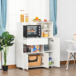 Mobile Cucina per Microonde con Armadietti, Mensole e Cassetto, Credenza Moderna in Legno 90x40x120cm Bianco - immagine 8