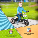 Triciclo per Bambini Stile Moto a Pedali con Luci e Suoni, 3 Ruote Larghe, Età 18-36 Mesi, 71x40x51cm, Verde - immagine 6