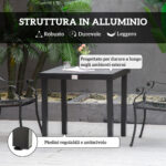 Tavolo da Giardino Quadrato per 4 Persone, in Alluminio e Plastica, 78x78x74 cm, Nero - immagine 5