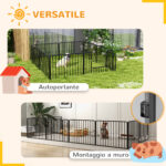 Recinto per Cani a 8 Pannelli Modulabili da Interno ed Esterno, in Acciaio, 164x164x60 cm, Nero - immagine 6