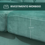 Divano 2 Posti Design Vintage Rétro in Legno e Velluto, 148 x 72 x 76 cm, Verde - immagine 9