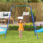 Altalena da Giardino 2 in 1 per Neonati e Bambini da 6 Mesi a 8 Anni, Arancione e Blu - immagine 2