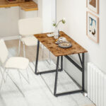 Scrivania per Camera Stile Industriale con Angoli Arrotondati, in Legno e Acciaio, 120x60x76 cm, Nero e Marrone - immagine 9