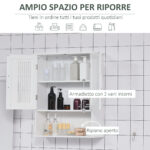 Mobiletto da Bagno a Muro Salvaspazio con Armadietto e Ripiano, 60x20x70 cm, Bianco - immagine 8