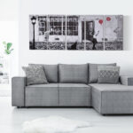 Stampa su Tela con Bambina, 80x40cm, 5 Pezzi per Casa e Ufficio, Tela in Legno di Pino e Vernice ad Acqua, Nero Bianco Rosso - immagine 2