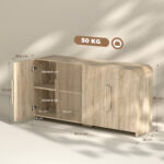 Credenza Cucina con 2 Armadietti, Ante Soft-Close e Ripiani Regolabili, 157x39x82 cm, Legno Naturale - immagine 3