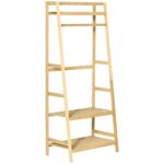 Appendiabiti in Legno di Bambù da Terra con Ripiani, 70x42x164cm, Colore Legno