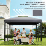 Tetto di Ricambio per Gazebo 3x3m a 2 Livelli e Resistente ai Raggi UV, Grigio Scuro - immagine 6