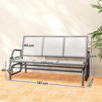 Panchina a Dondolo da Giardino a 3 Posti in Metallo e Tessuto a Rete Traspirante, 147x70x85cm, Beige - immagine 3