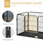 Box per Cani in Metallo con Porta e Vassoio sul Fondo, 125x78x80cm, Grigio - immagine 4