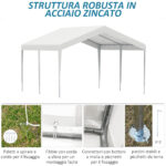 Garage Portatile 4x4m con Tettoia anti UV, Pioggia e Vento per Veicoli, Matrimoni e Feste - Bianco - immagine 4