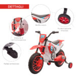 Moto da Cross Elettrica per Bambini da 3-5 Anni, Moto Elettrica per Bambini con Batteria 12V Ricaricabile e Rotelline Rimovibili, 106,5x51,5x68cm, Rosso - immagine 6