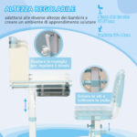 Set Scrivania e Sedia per Bambini da 3 Anni Regolabile, Tavolo Inclinabile a 60° con Cassetto e Ripiani, Blu - immagine 5