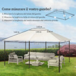 Tetto di Ricambio 4x3 m per Gazebo Anti UV in Poliestere con Presa d'Aria, Bianco Crema - immagine 3