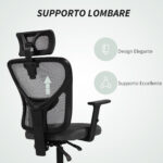 Sedia da Ufficio Ergonomica e Regolabile con Supporto Lombare e Poggiatesta, 66x61x106-116 cm, Grigio - immagine 8