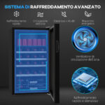 Cantinetta Frigo per Vino da 63L con Ripiani Regolabili per 16 Bottiglie e 25 Lattine, 43x45x74 cm, Nero - immagine 4