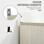 Mobile Bagno in Legno con Cassetto, 2 Armadietti e Ripiani Regolabili, 34x34x150 cm, Color Legno - immagine 7