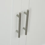 Carrello con Ruote Salvaspazio, Penisola Cucina in Legno Massiccio: 1 Cassetto, 1 Armadietto, 3 Ripiani e 4 Ruote, 107,5x48x89 cm - immagine 8