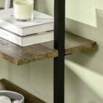 Libreria Moderna a Scala con 5 Ripiani e Dispositivo Antiribaltamento, Design a Muro, in Legno e Metallo, 60x30x184,5 cm, Marrone - immagine 7