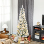 Albero di Natale Innevato con 180 Luci LED a 11 Effetti e 479 Rami, Ø65x180 cm, Verde e Bianco - immagine 2