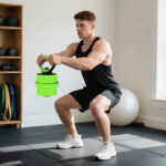 Set Pesi da Palestra 4 in 1 da 20kg, Convertibile in Kettlebell, 2 Manubri, Bilanciere e Supporto Flessioni, Verde - immagine 9