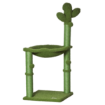 Albero Tiragraffi per Gatti fino 4,5kg a Forma di Cactus con Palline e Amaca, 40x40x96cm - Verde