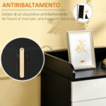 Mobiletto con Cassetto di Legno, con Ripiano Regolabile, Mobiletto da Cucina Salvaspazio, Soggiorno e Anticamera, in Legno MDF, 60x40x90cm, Bianco e Nero - immagine 6