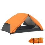 Tenda da Campeggio 2 Posti con 2 Vestiboli, 2 Porte, 2 Finestre e Borsa di Trasporto, 2,8x2,25x1,1 cm, Arancione