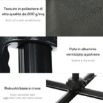 Ombrellone da Giardino con Angolazione Regolabile su 5 Livelli e Rotazione a 360°, 2,5x2,5 m, Grigio - immagine 7