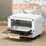 Fornetto Elettrico 12L con Timer e Temperatura Regolabile, in Acciaio e Plastica, 31,5x27,7x22,7 cm, Bianco e Oro - immagine 5