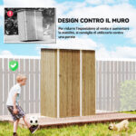 Capanno Porta Attrezzi in Metallo con Tetto Inclinato e Porta Bloccabile, 142x86x189 cm, color Legno - immagine 6