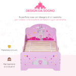Letto per Bambini 3-6 Anni in Legno con Bordi Rialzati, 143x73x60 cm, Rosa - immagine 4