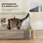 Lettiera per Gatti Chiusa da 80L con Vassoio Estraibile, in ABS e Acciaio Inox, 63x43x43 cm, Grigio Scuro - immagine 9
