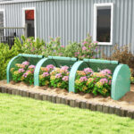 Serra da Giardino a Tunnel in Acciaio e Plastica PP con Porte Avvolgibili, 3x1x0,8 m, Verde - immagine 2