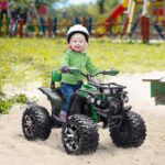 Quad per Bambini Elettrico 12V con Fari e Batteria Ricaricabile, Età 3-5 Anni, 1x65x73cm, Verde - immagine 2
