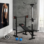 Panca Fitness con Leg Press, Squat Rack e Leg Extension, in Acciaio e PU, 180x134x2 cm, Nero e Argento - immagine 9