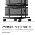 Carrello Portavivande con 4 Cestelli, Piano d'Appoggio e Ruote, in Acciaio e PP, 33x33x77 cm - immagine 5