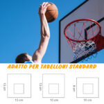 Canestro Basket da Muro in Ferro con Rete in Nylon per Esterno e Interno, Φ46cm - immagine 7