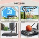 Canestro Basket con Altezza Regolabile 197,5-245cm, Base con Ruote e Tabellone, Blu - immagine 7